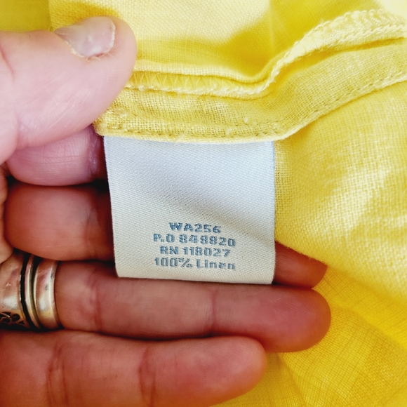 BODEN Tunic Top Yellow Beadead Neck Linen Ealstic Waist - Picture 8 of 9